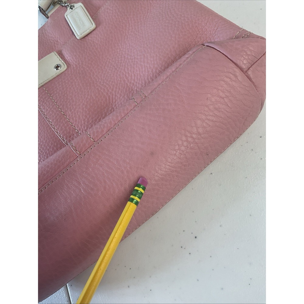 Vtg Coach‎ Hamilton Pebbled Leather Book Tote Shoulder Handbag Purse Pink Cream - Picture 3 of 12